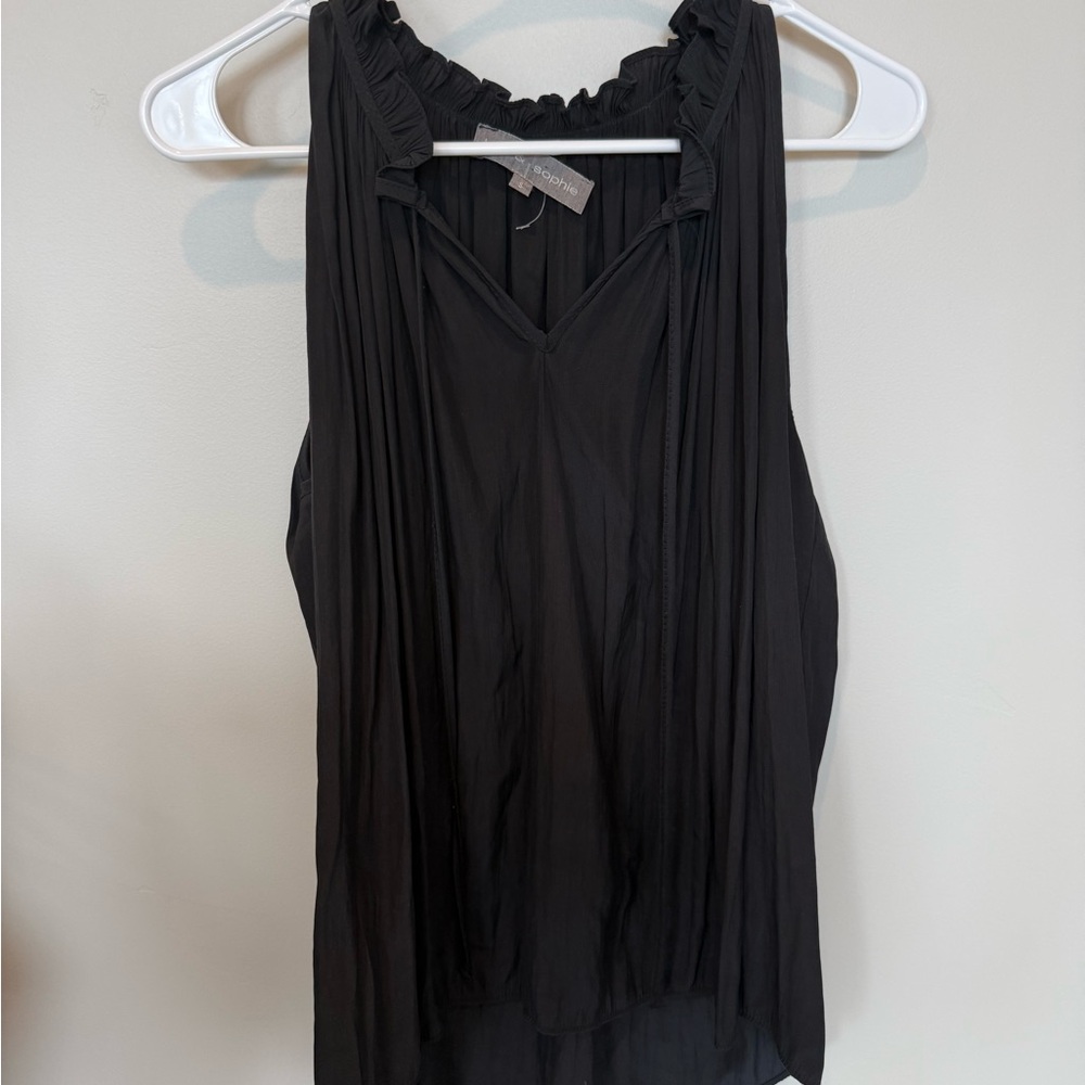 💋Lola & Sophie Elegant‎ Black V-Neck Blouse 103 - Picture 2 of 6